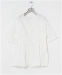 棉質巴里紗打褶設計罩衫(米白色-FREE-OFF WHITE)