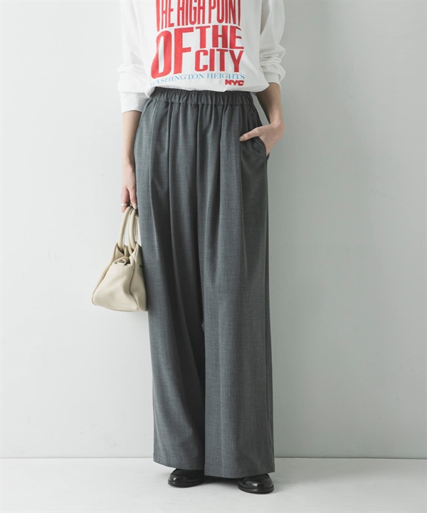 EASY CARE打褶碎褶直筒褲