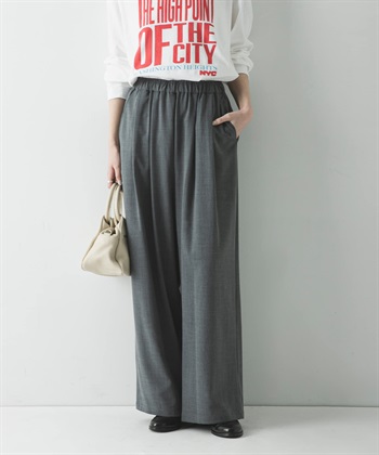 EASY CARE打褶碎褶直筒褲