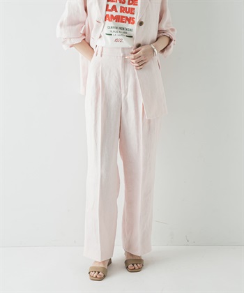 牛津亞麻直筒褲