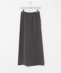 銅氨纖維碎褶直筒裙(炭灰色-36-CHARCOAL GRAY)