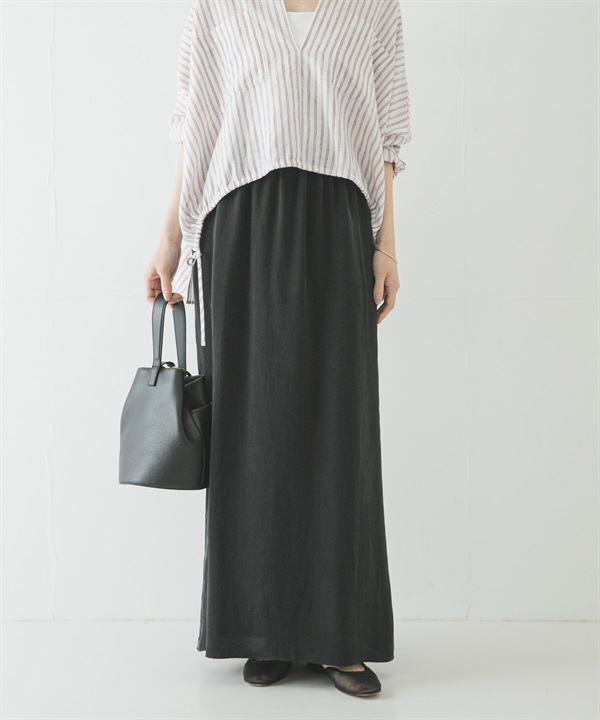 銅氨纖維碎褶直筒裙