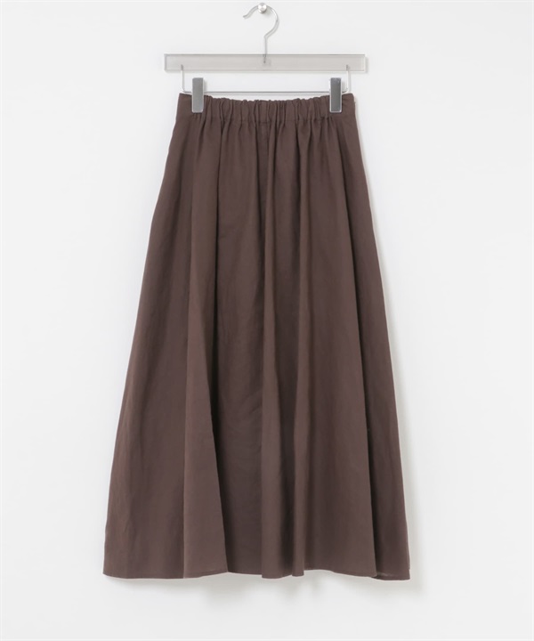 棉麻碎褶裙(棕色-FREE-BROWN)