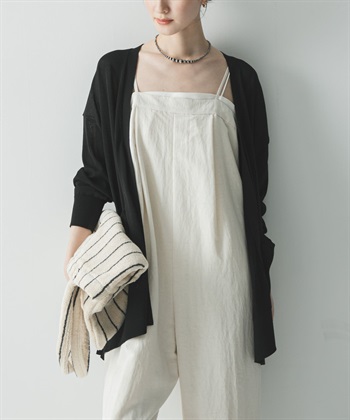 打褶設計平口連身褲