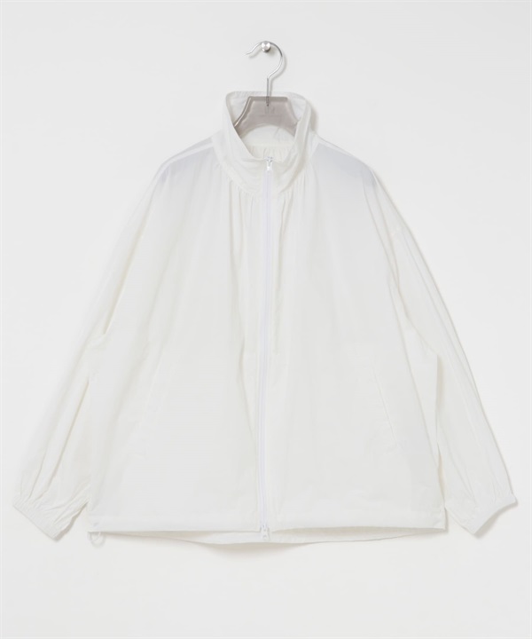 防潑水尼龍碎褶夾克(白色-FREE-WHITE)