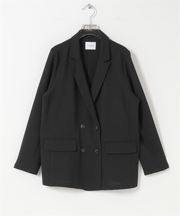 雙排扣網狀西裝外套(黑色-FREE-BLACK)