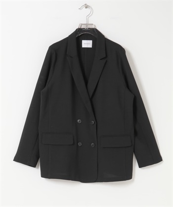 雙排扣網狀西裝外套(黑色-FREE-BLACK)