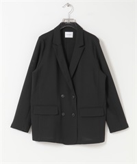 雙排扣網狀西裝外套(黑色-FREE-BLACK)