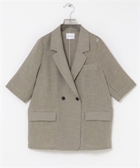 透膚網狀五分袖西裝外套(膚色-FREE-BEIGE)