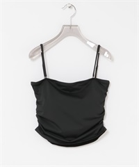 Swim URBAN RESEARCH UV CUT側邊碎褶附罩杯細肩帶背心(黑色-S/M-BLACK)
