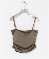 Swim URBAN RESEARCH UV CUT側邊碎褶附罩杯細肩帶背心(棕色-S/M-BROWN)