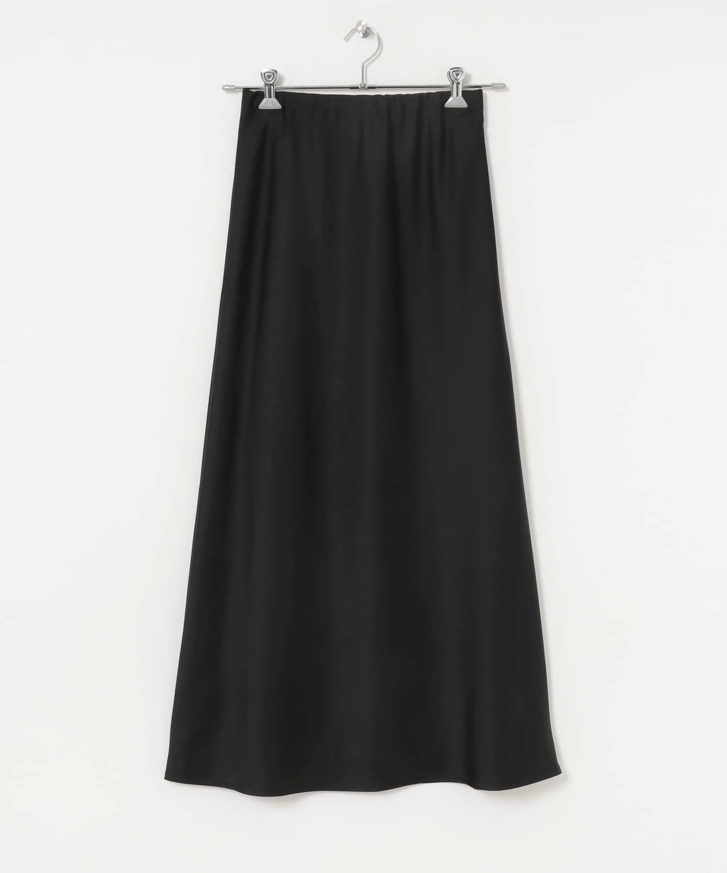 緞紋斜裁長裙(黑色-38-BLACK)