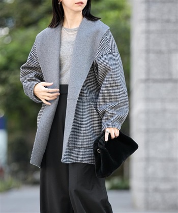 雙層毛呢寬鬆中長版大衣