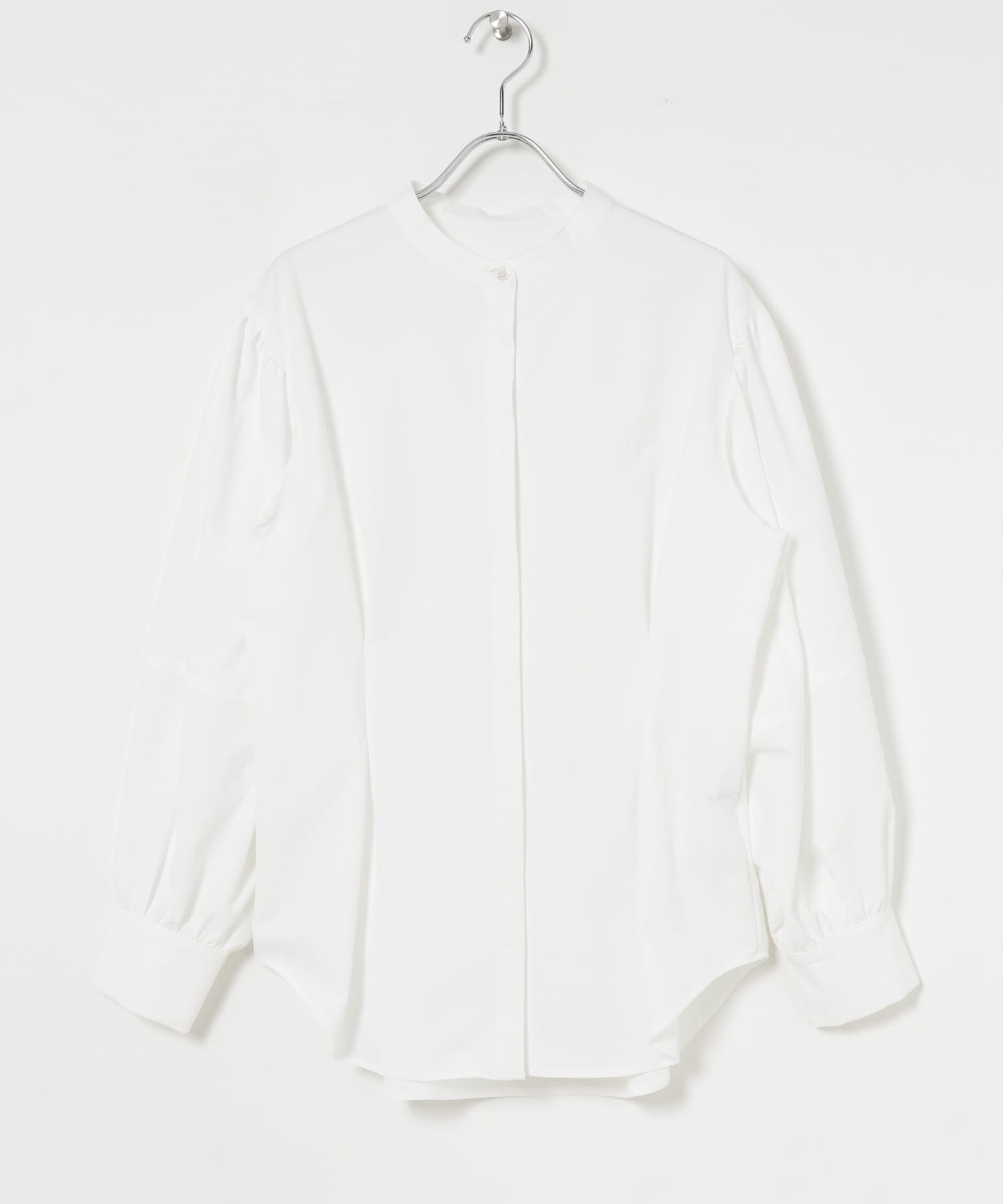 日本製立領蓬袖罩衫(白色-FREE-WHITE)