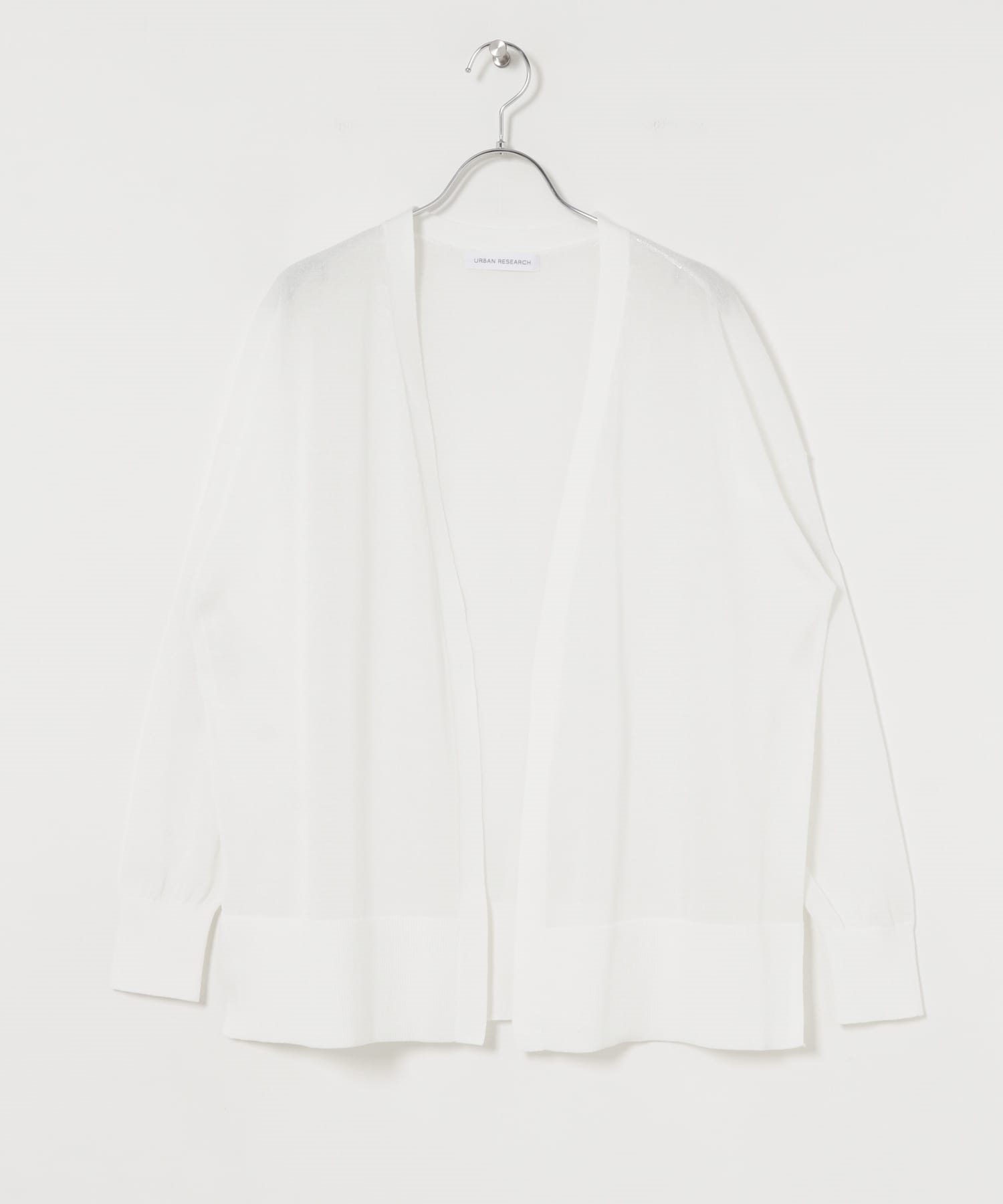 UV CUT加工細針織開襟衫(白色-FREE-WHITE)