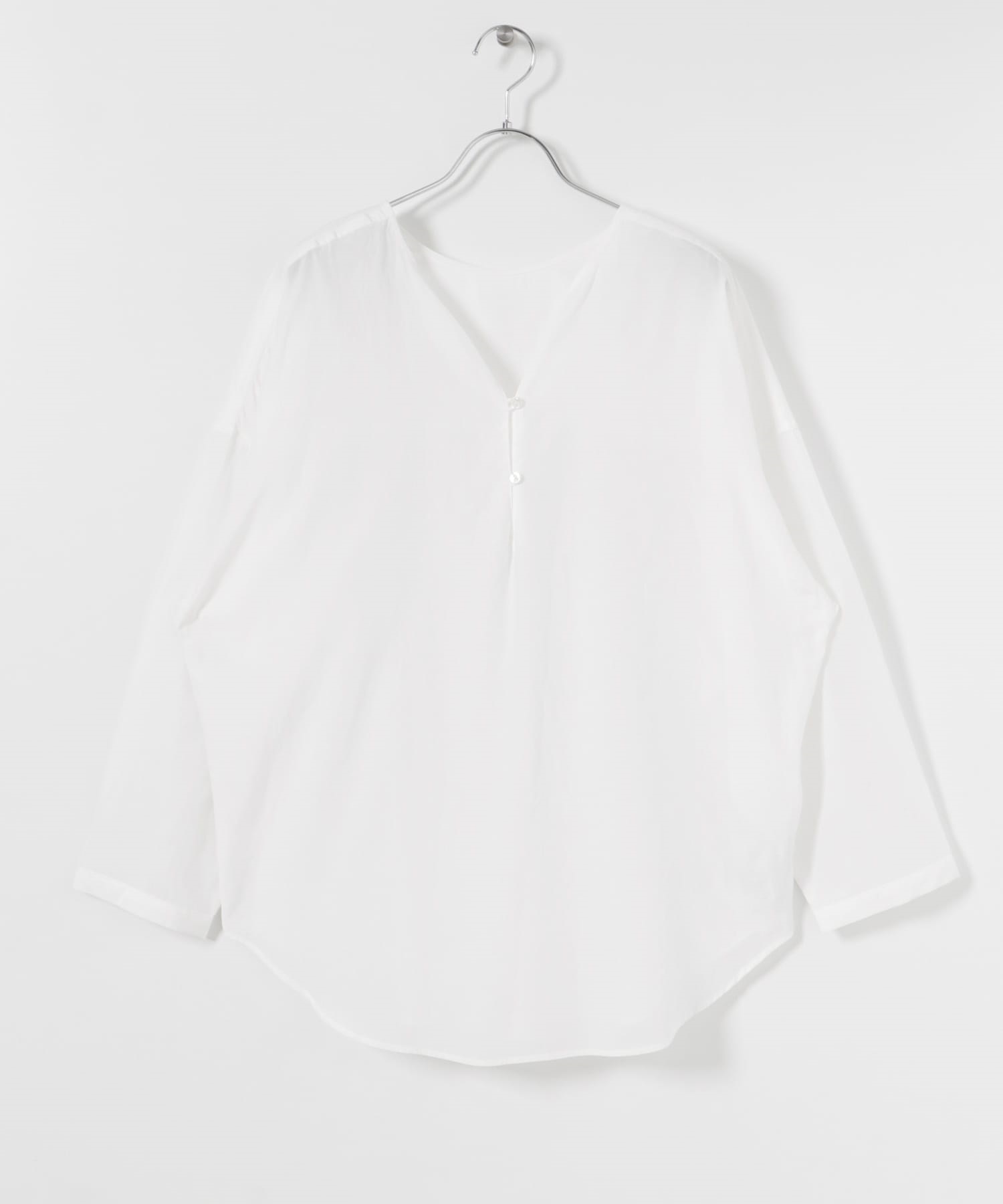 V字領緣寬版襯衫(米色-FREE-OFF WHITE)
