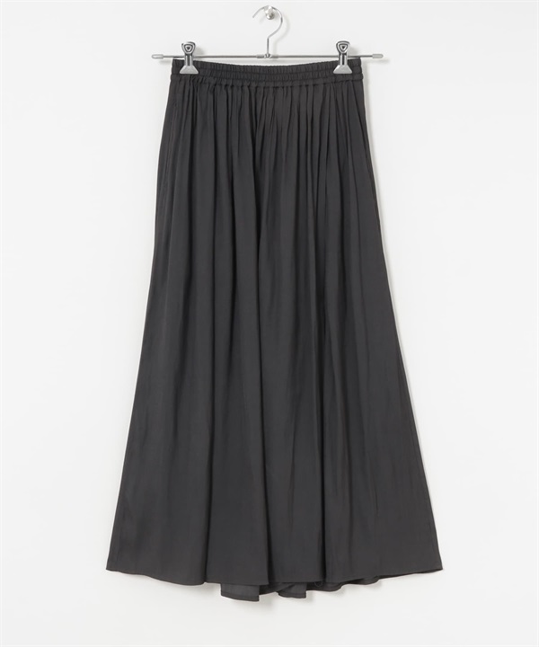 開纖紗圍裹式碎褶褲裙(墨黑色-FREE-DEEPBLACK)