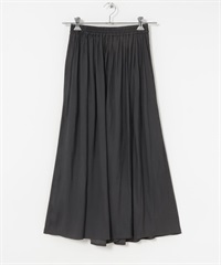 開纖紗圍裹式碎褶褲裙(墨黑色-FREE-DEEPBLACK)