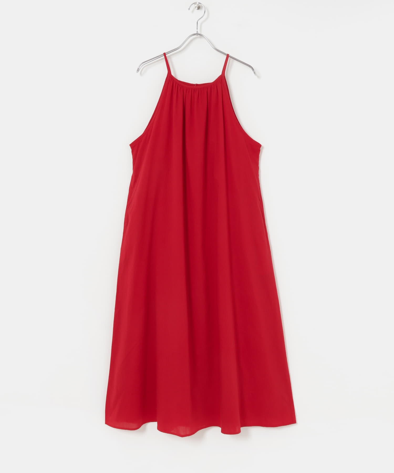 棉質巴里紗挖肩細肩帶洋裝(紅色-36-RED)