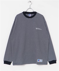 【別注】RUSSELL ATHLETIC / 橫紋長袖T恤(藏青色-M-NAVY)