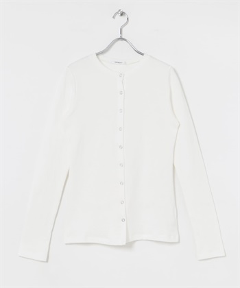 日本製有機棉圓領開襟衫(米色-FREE-OFF WHITE)