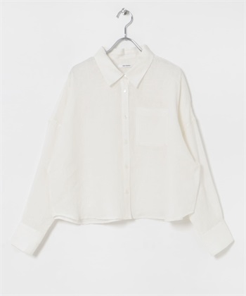 寬鬆短版亞麻襯衫(米色-FREE-OFF WHITE)