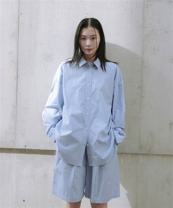 new basic 印度蘇文棉直條紋襯衫
