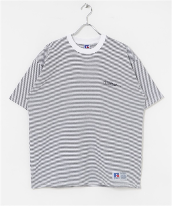 【別注】RUSSELL ATHLETIC / 橫紋短袖上衣(白色-M-WHITE)