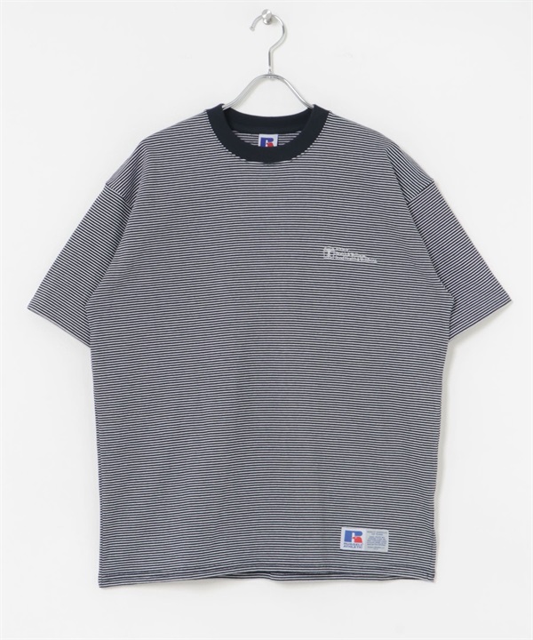 【別注】RUSSELL ATHLETIC / 橫紋短袖上衣(藏青色-M-NAVY)