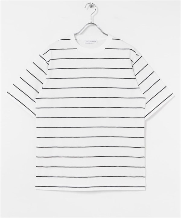 寬鬆橫紋T恤(白色-M-WHITE)