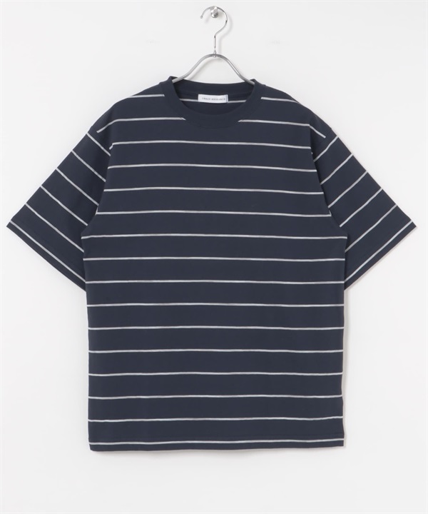 寬鬆橫紋T恤(藏青色-M-NAVY)