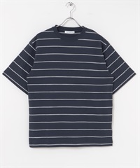 寬鬆橫紋T恤(藏青色-M-NAVY)
