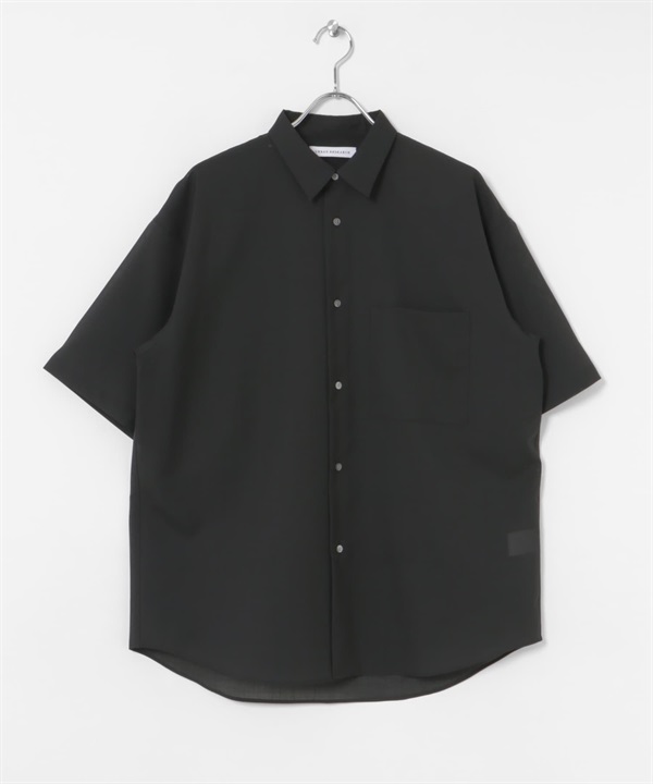可機洗羊毛賽絡菲爾紡短袖襯衫(黑色-M-BLACK)