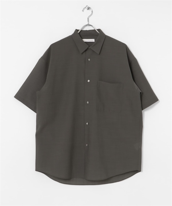 可機洗羊毛賽絡菲爾紡短袖襯衫(炭灰色-M-CHARCOAL GRAY)