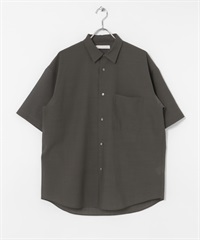 可機洗羊毛賽絡菲爾紡短袖襯衫(炭灰色-M-CHARCOAL GRAY)