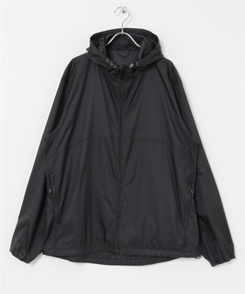 new basic 尼龍抗撕裂連帽外套(黑色-M-BLACK)