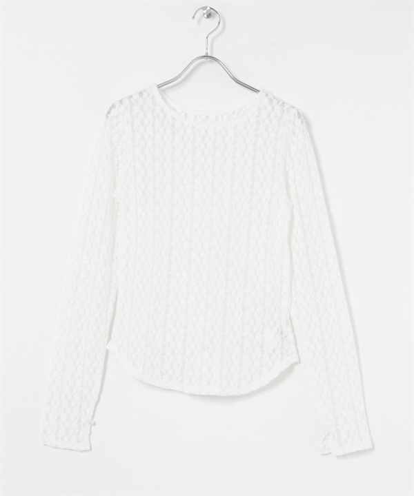 彈性蕾絲套衫(米色-FREE-OFF WHITE)