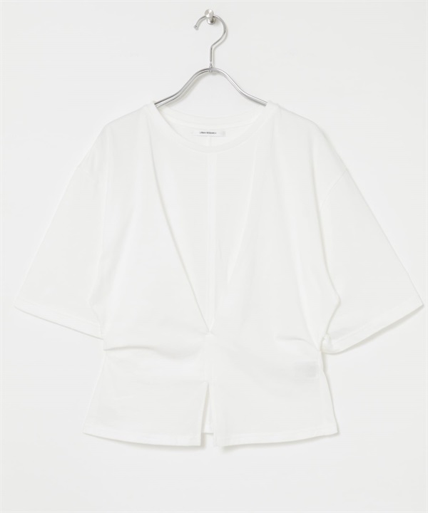 腰部打褶設計上衣(米色-FREE-OFF WHITE)