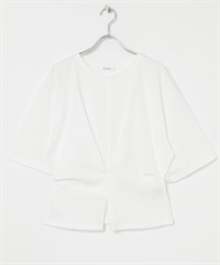 腰部打褶設計上衣(米色-FREE-OFF WHITE)