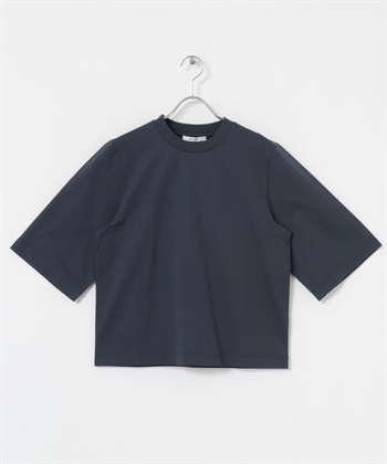 皮馬棉五分袖上衣(藏青色-FREE-NAVY)