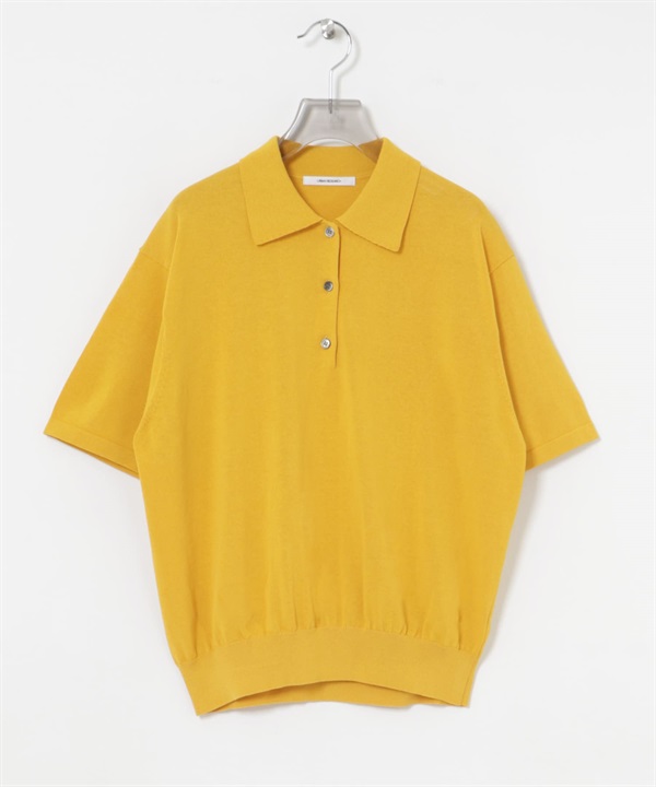 襯衫領短袖針織衫(黃色-FREE-YELLOW)