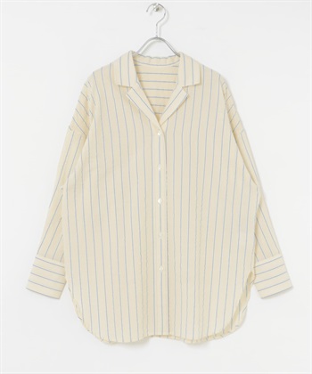 new basic 印度棉泡泡紗直條紋襯衫(淺膚色-FREE-L.BEIGE)