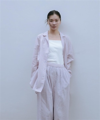 new basic 印度棉泡泡紗直條紋襯衫