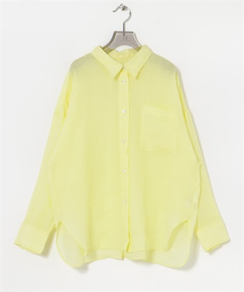 成品染苧麻寬版襯衫(黃色-FREE-YELLOW)