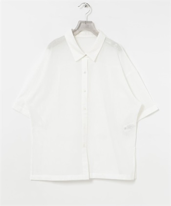 棉質紗羅透膚寬版襯衫(米色-FREE-OFF WHITE)