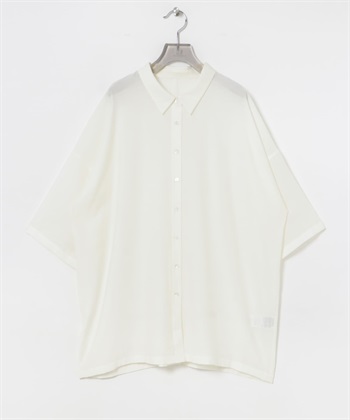 五分袖透膚寬版襯衫(米色-FREE-OFF WHITE)