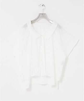五分袖荷葉領罩衫(米色-FREE-OFF WHITE)