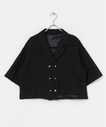 紗羅緹花短版襯衫(黑色-FREE-BLACK)