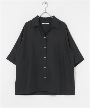 銅氨纖維開領襯衫(黑色-FREE-BLACK)