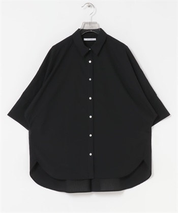 日本製五分袖襯衫(黑色-FREE-BLACK)